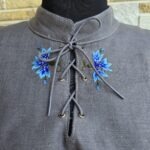 Tumehall linane käsitöötikandiga meeste särk, suurus M-L