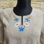 Naturaalne linane käsitöötikandiga kleit suurus XL-XXL