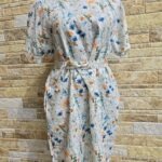 Lilleline trükimustriga linane kleit suurus XL