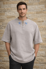 Meeste linane käsitöötikandiga särk suurus XL-XXL