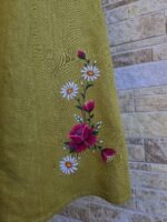 Hele samblaroheline käsitöötikandiga linane kleit suurus M - Image 2