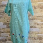 Mündiroheline käsitöötikandiga linane kleit, suurus M-L