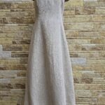 Hele naturaalne linane käsitöötikandiga kleit suurus S