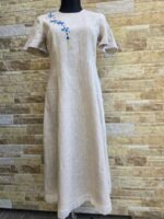 Hele naturaalne käsitöötikandiga linane kleit suurus M - Image 2