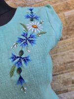 Mündiroheline käsitöötikandiga linane kleit suurus XS - Image 4