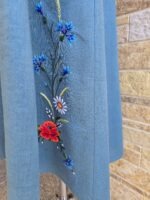 Sinine linane käsitöötikandiga kleit suurus XS - Image 3