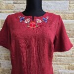 Tume punane käsitöötikandiga linane kleit suurus XL