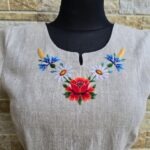 Hele naturaalne käsitöötikandiga linane kleit suurus XS