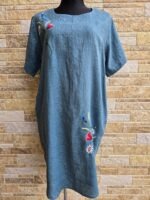 Hallikassinine käsitöötikandiga linane kleit suurus L - Image 2