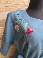 Hallikassinine käsitöötikandiga linane kleit suurus L - Image 5