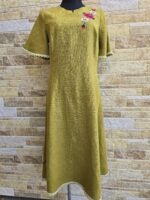 Hele samblaroheline käsitöötikandiga linane kleit suurus XL - Image 2