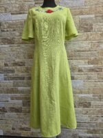 Salatiroheline linane käsitöötikandiga kleit suurus M-L - Image 2