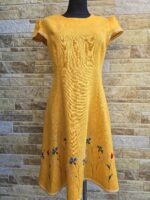 Kollane käsitöötikandiga kleit suurus S-M