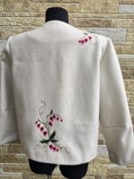 Valge villane jakk käsitöö tikanditega, suurus S - Image 3