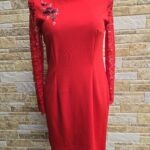 Punane trikotaašist kleit suurus M-L