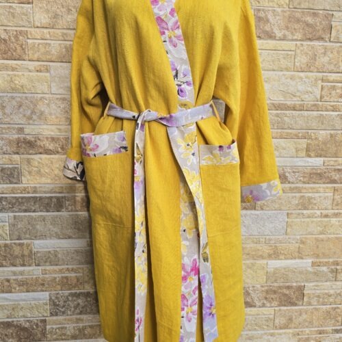 Kollane linane kimono M-L