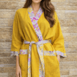 Kollane linane kimono M-L