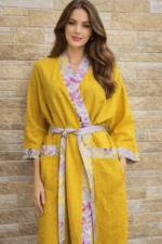 Kollane linane kimono M-L