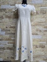 Kreemikas valge käsitöötikandiga linane kleit S - Image 2