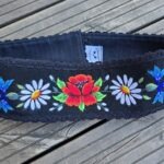 Must villane Muhu käsitöö tikandiga rahvuslik vöö.