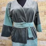 Sametist roheline kimono. Eesti käsitöö